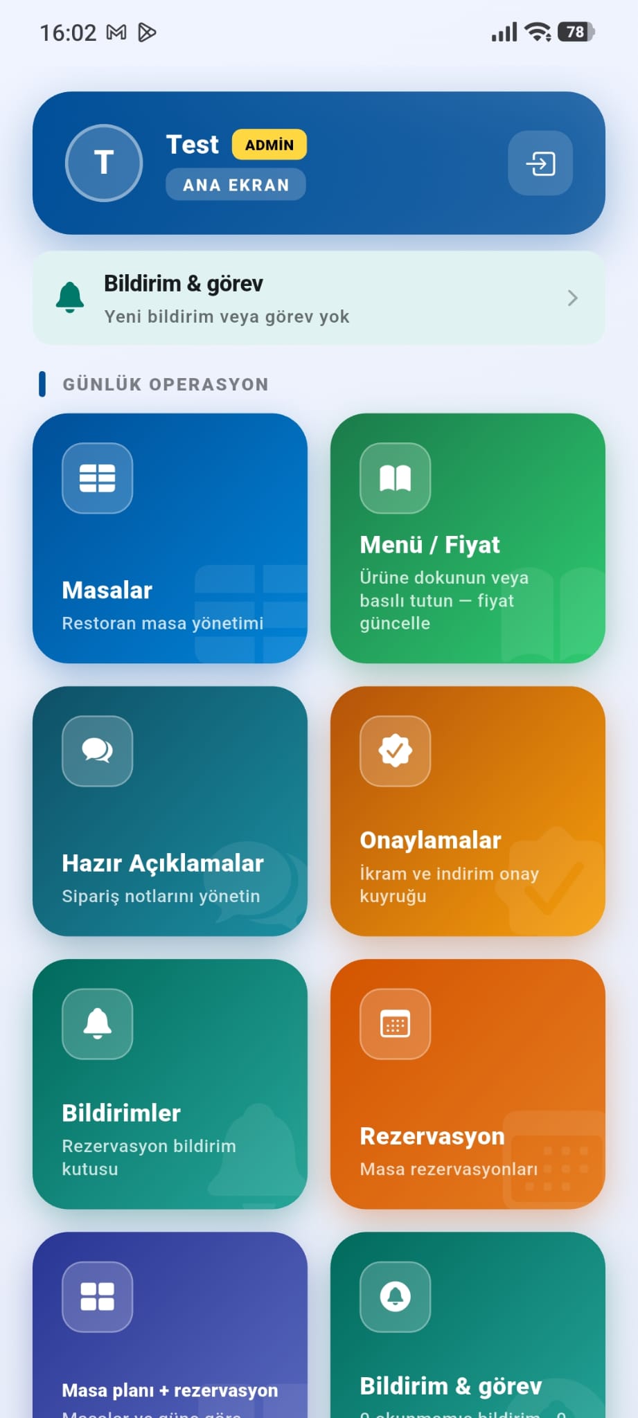 Mobil garson ana ekran